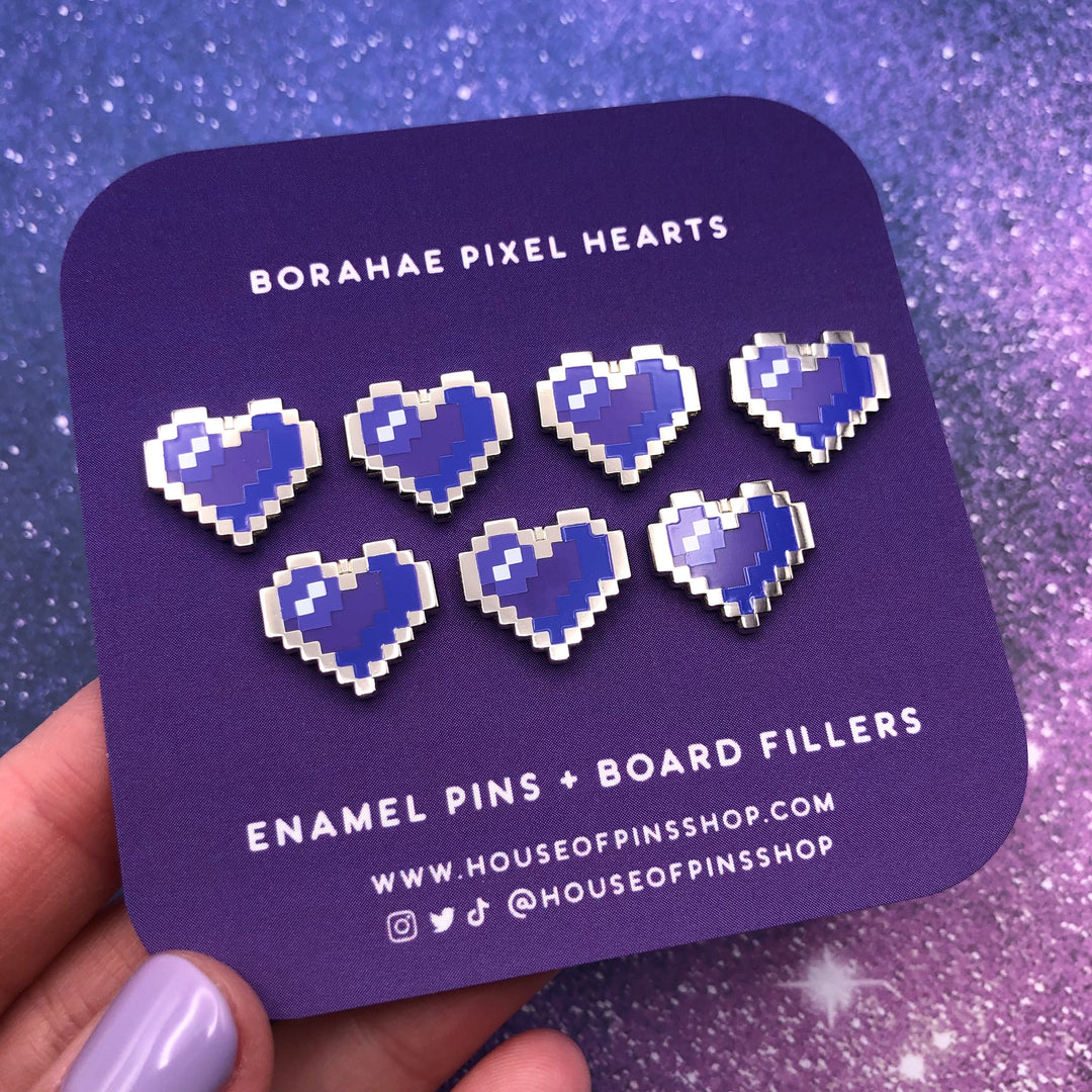 Borahae Pixel Heart Mini Pins (Nickel Version)