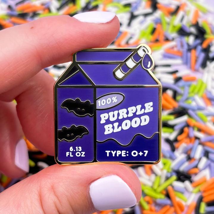 Purple Blood Juice Box Pin