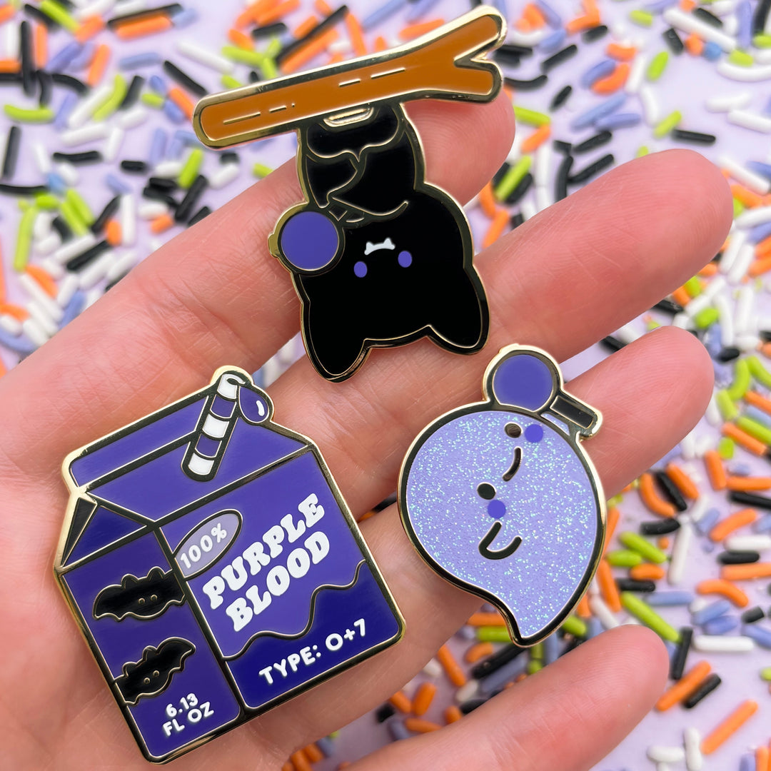 Purple Blood Juice Box Pin