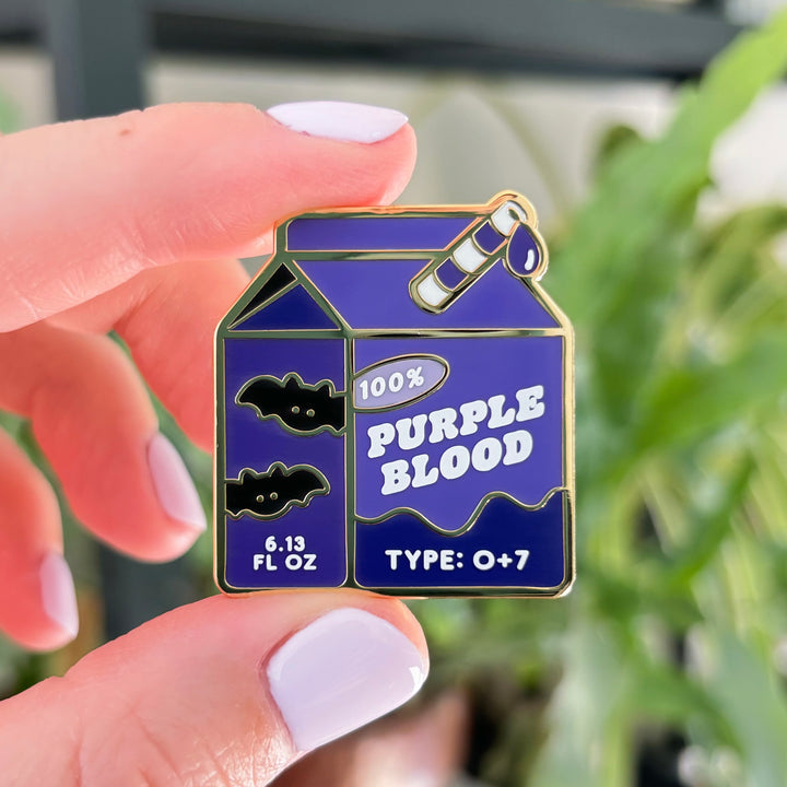 Purple Blood Juice Box Pin