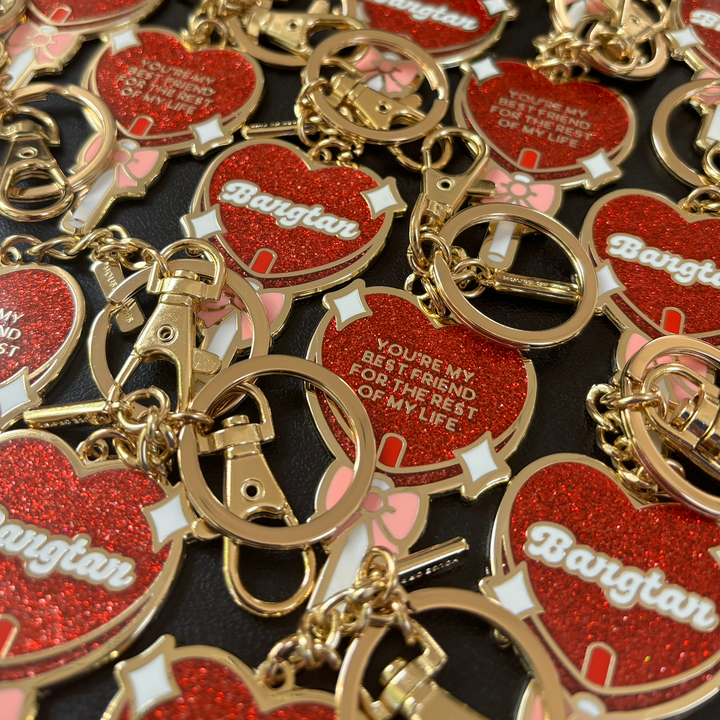 Heart Lollipop/For Youth Keychain (Red Glitter Version)